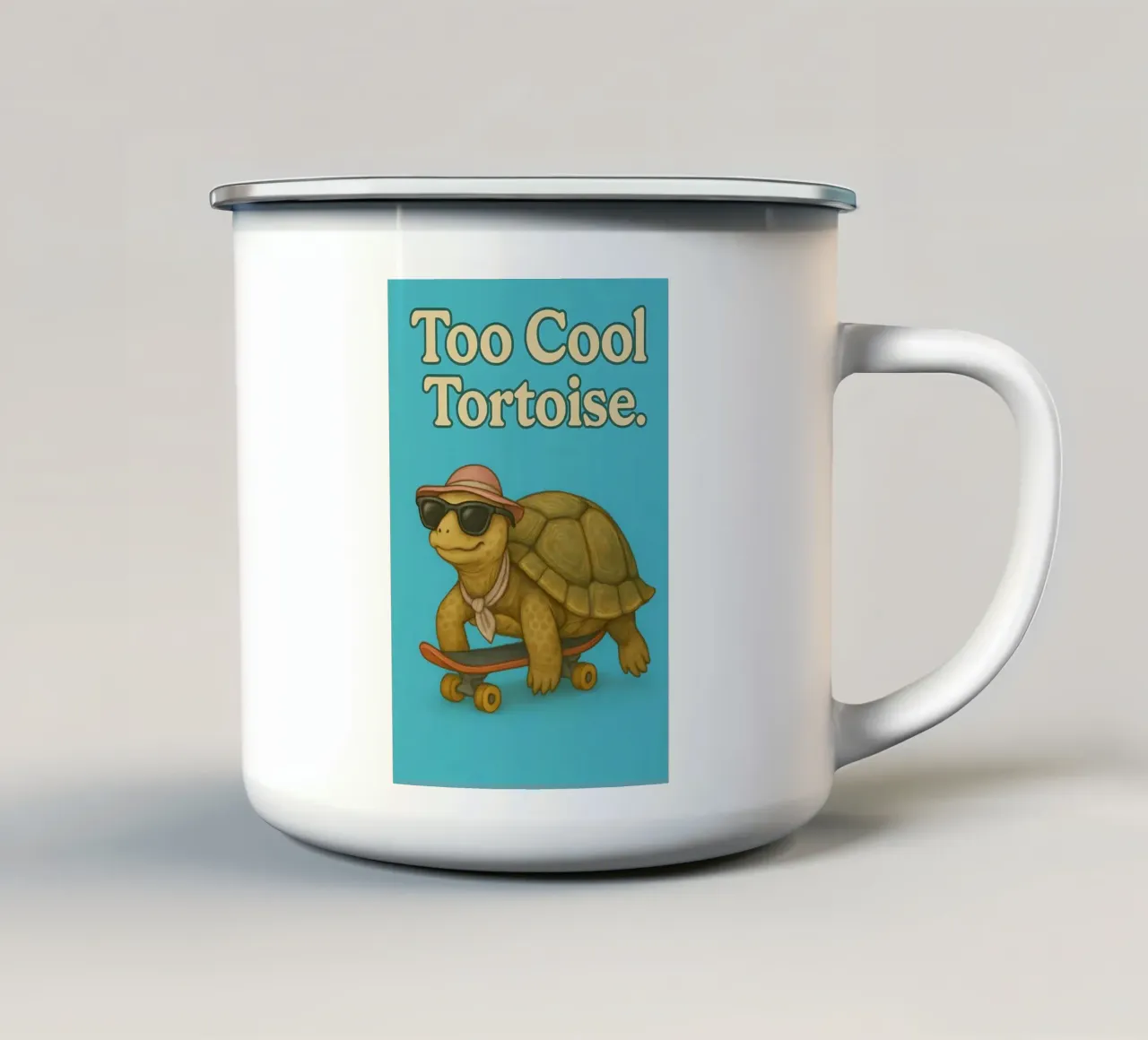 Meme divertente sulla tartaruga tazza in smalto da Funny Humor Art