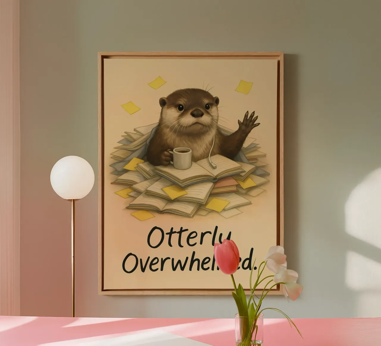 Funny Busy Otter Meme canvas by Funny Humor Art