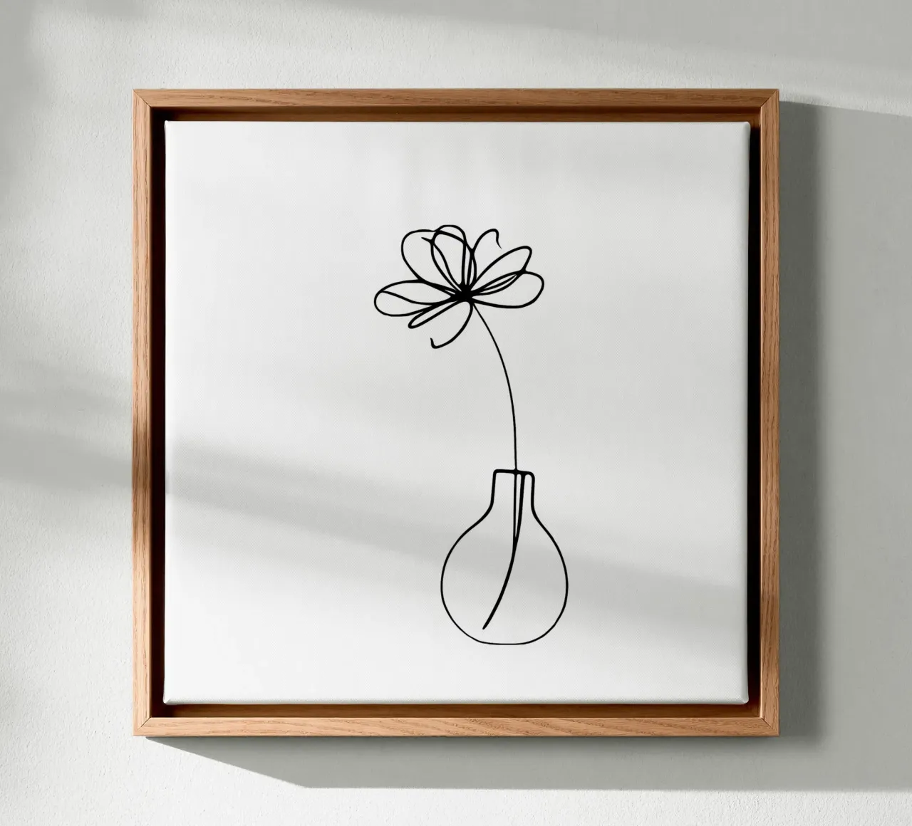 Bloem in een vaas canvas met Baklijst van Second Canvas