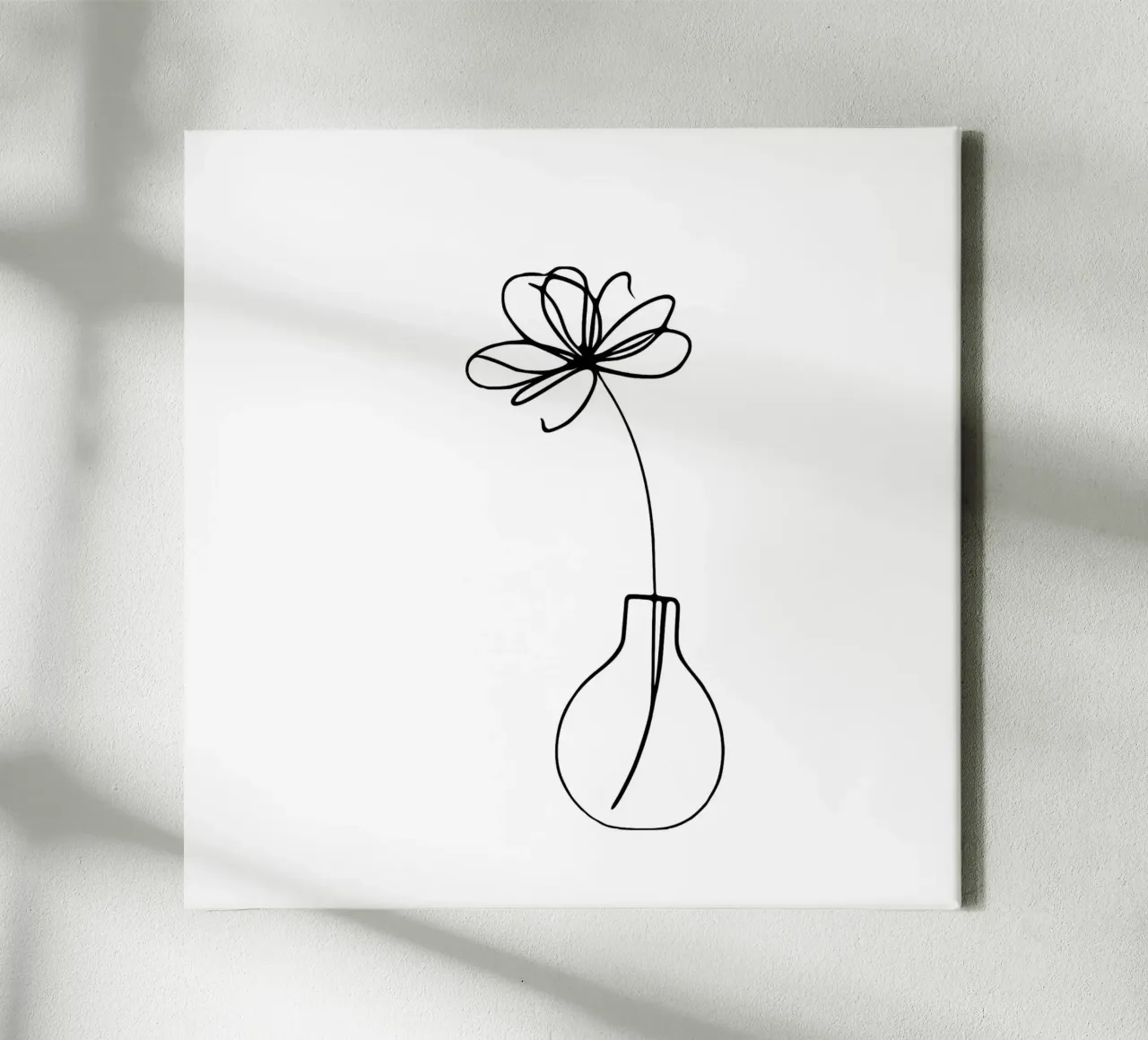 Bloem in een vaas canvas met Baklijst van Second Canvas