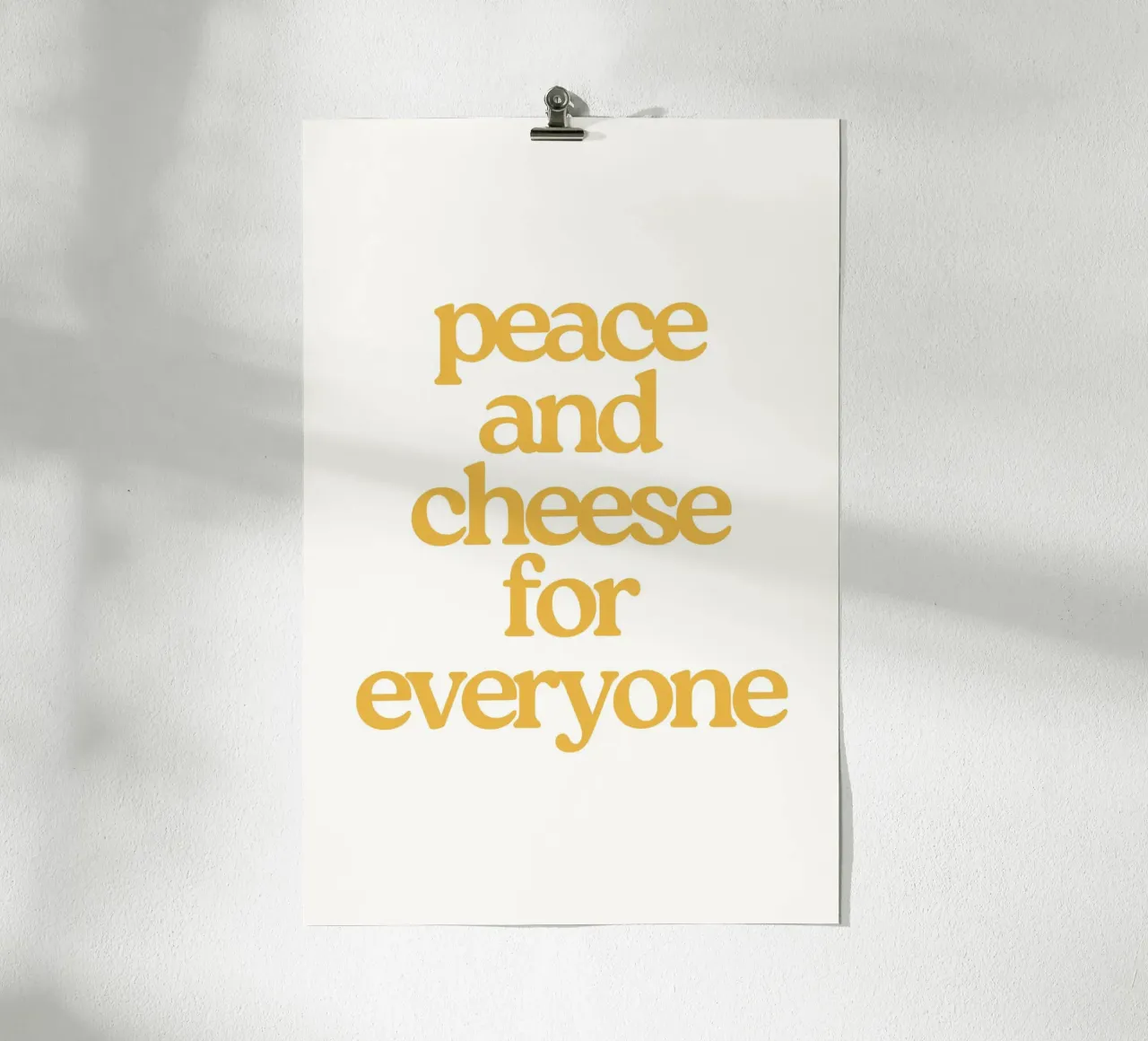 Peace and Cheese for everyone poster con telaio in legno da Second Canvas