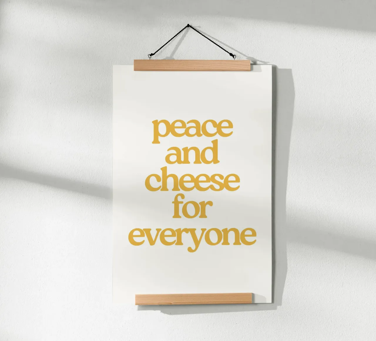 Peace and Cheese for everyone poster con telaio in legno da Second Canvas