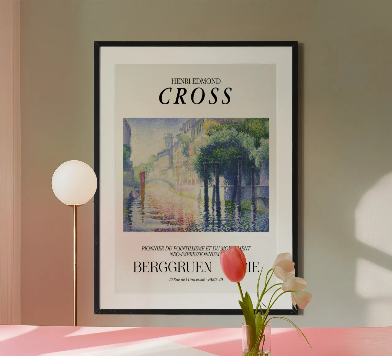 Henri-Edmond Cross Scena puntinista sul canale di Venezia poster con telaio in alluminio da NorwesClub