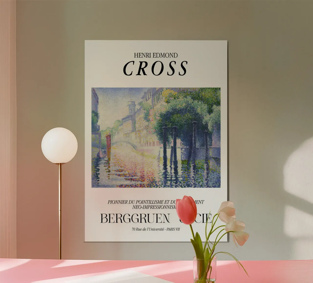 Henri-Edmond Cross Scena puntinista sul canale di Venezia poster con telaio in alluminio da NorwesClub