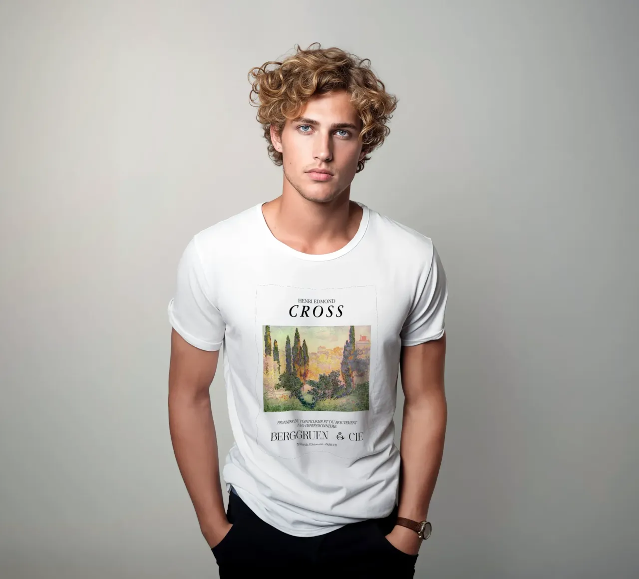 Henri-Edmond Cross Pointillist Cypresses Stampa t-shirt da NorwesClub