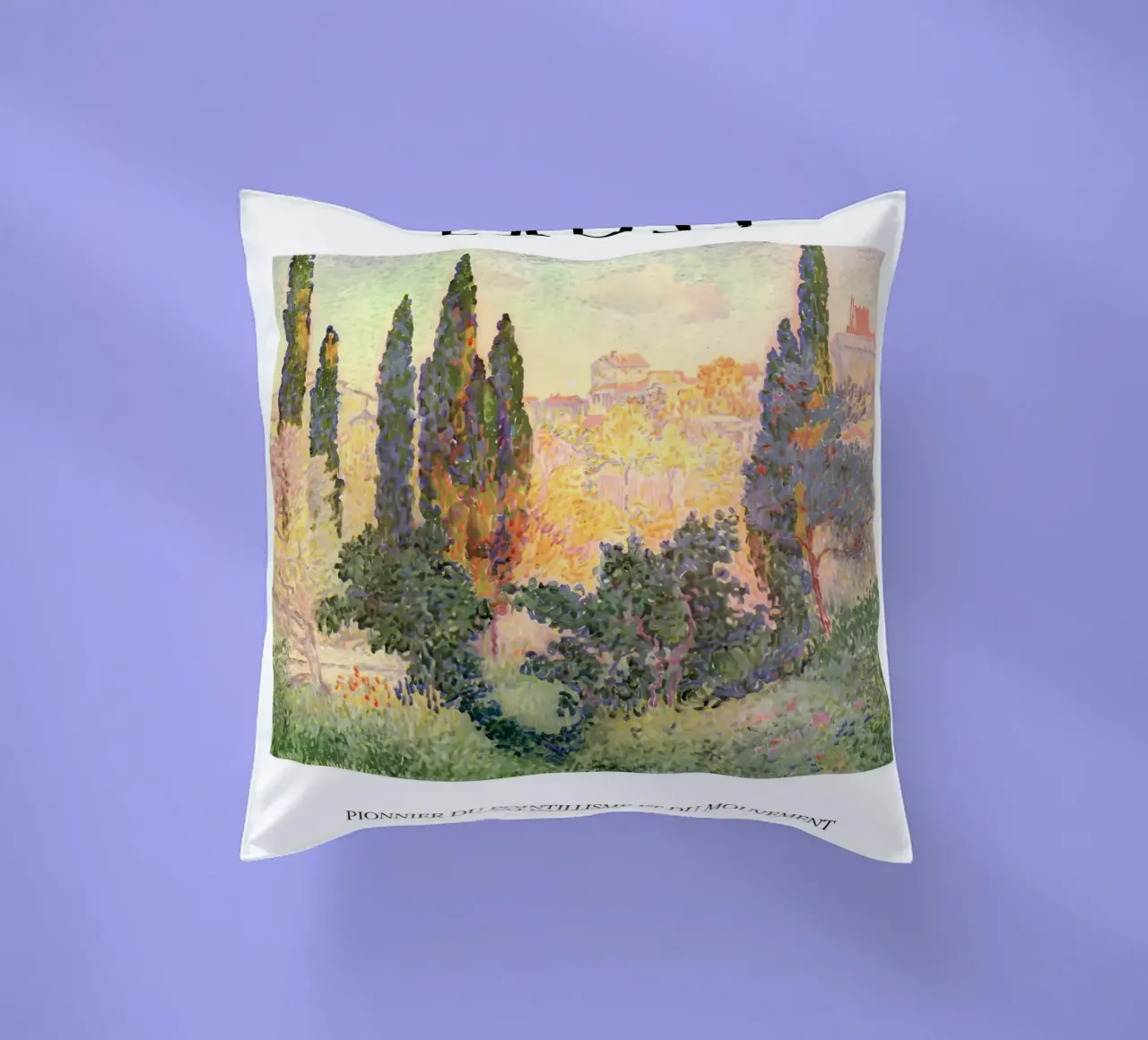 Henri-Edmond Cross Pointillist Cypresses Stampa cuscino da NorwesClub