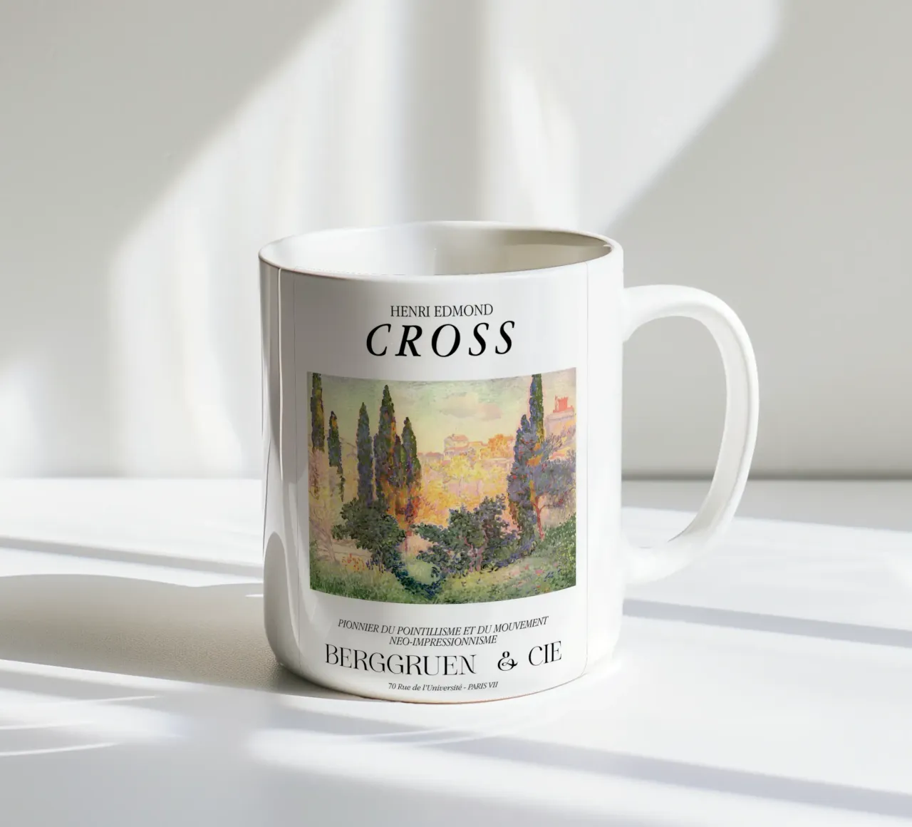 Henri-Edmond Cross Pointillist Cypresses Stampa tazza in ceramica da NorwesClub