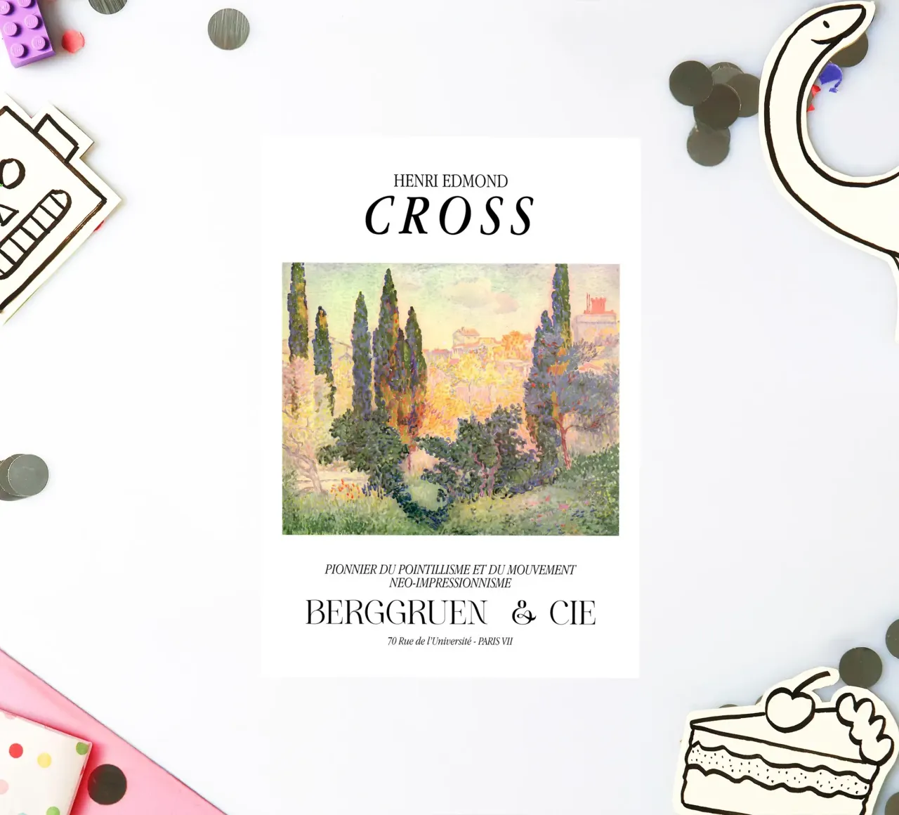 Henri-Edmond Cross Pointillist Cypresses Print sticker by NorwesClub