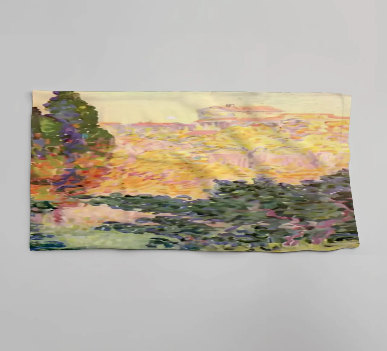 Henri-Edmond Cross Pointillist Cypresses Stampa asciugamano da bagno da NorwesClub