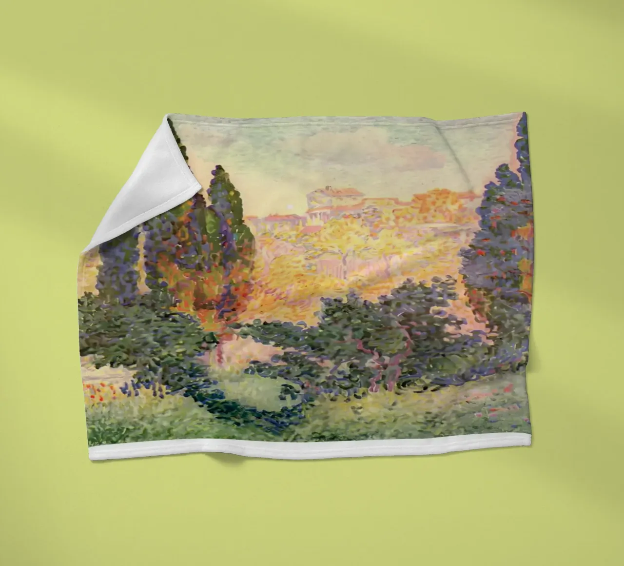 Henri-Edmond Cross Pointillist Cypresses Stampa coperta in pile da NorwesClub