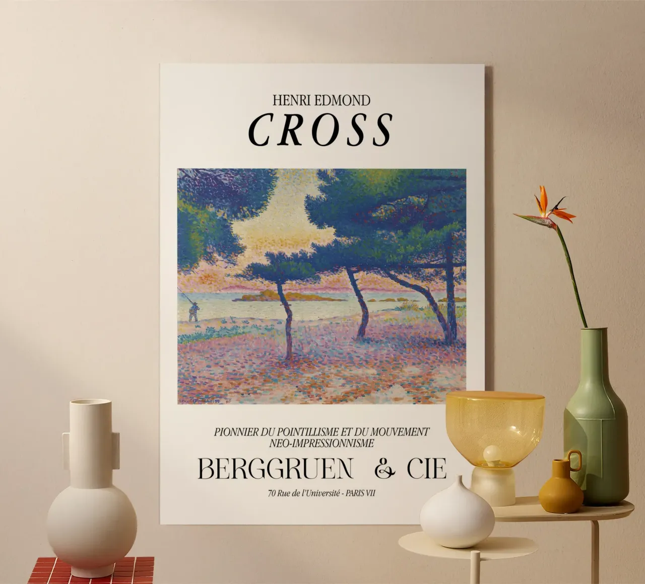 Henri-Edmond Cross Pointillist Spiaggia di Saint-Clair plexiglass da NorwesClub