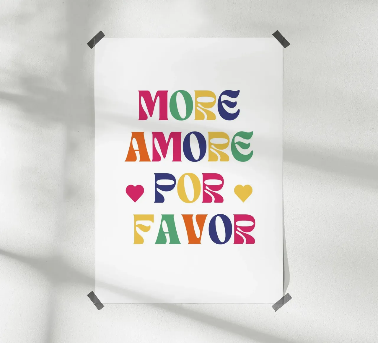 More Amore Por Favor poster con telaio in alluminio da Second Canvas