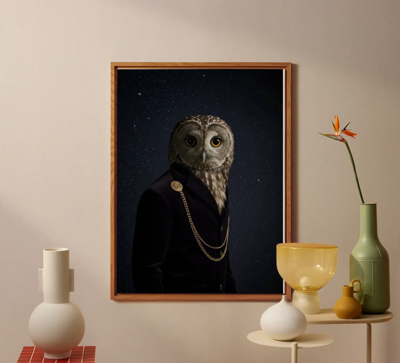 Gufo della moda alluminio dibond da Pawtrait Studio