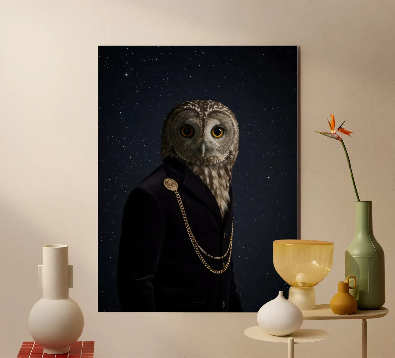 Gufo della moda alluminio dibond da Pawtrait Studio