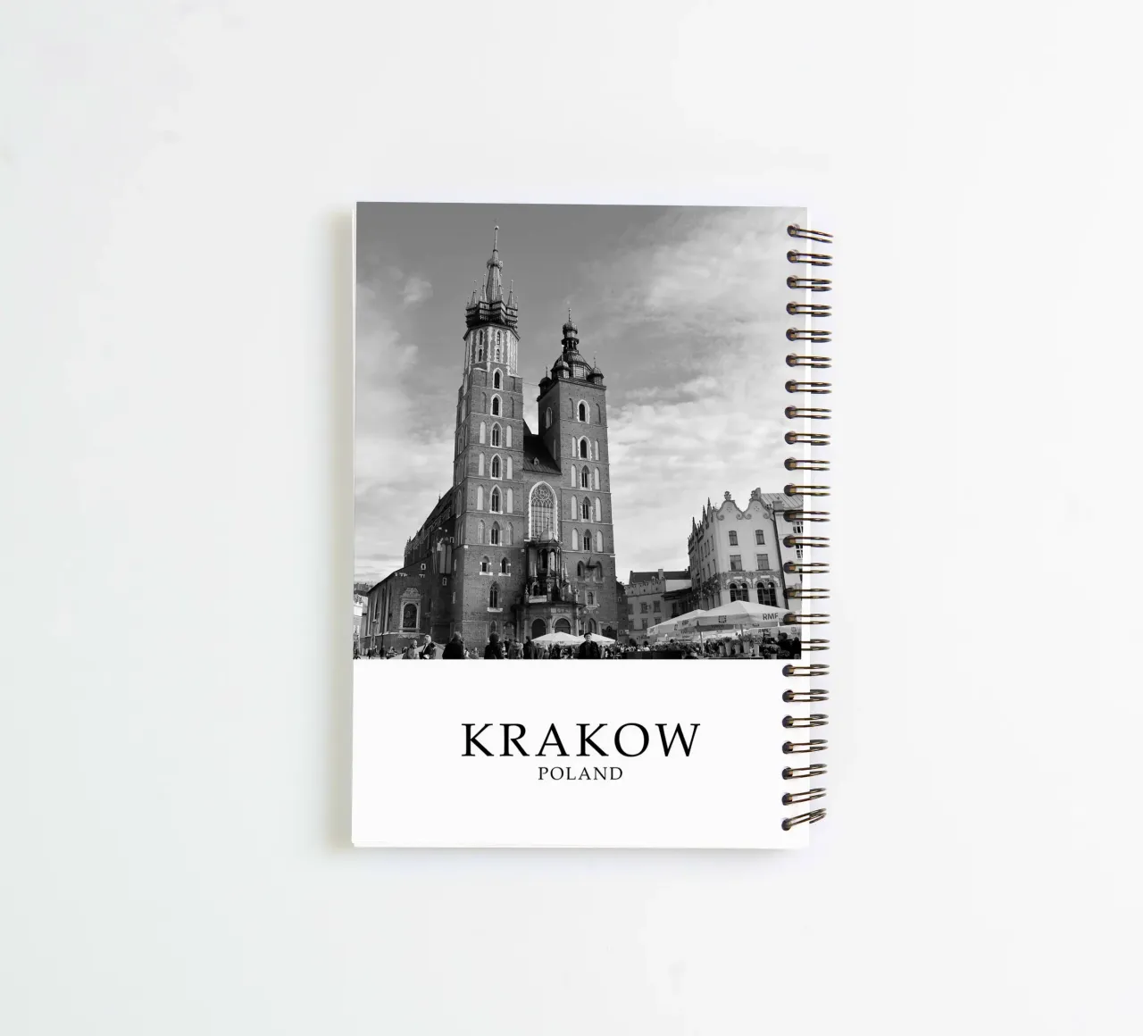 Krakow Poland St Marys Basilica Architecture Scene Greyscale spiral notebook by Charnwood Prints