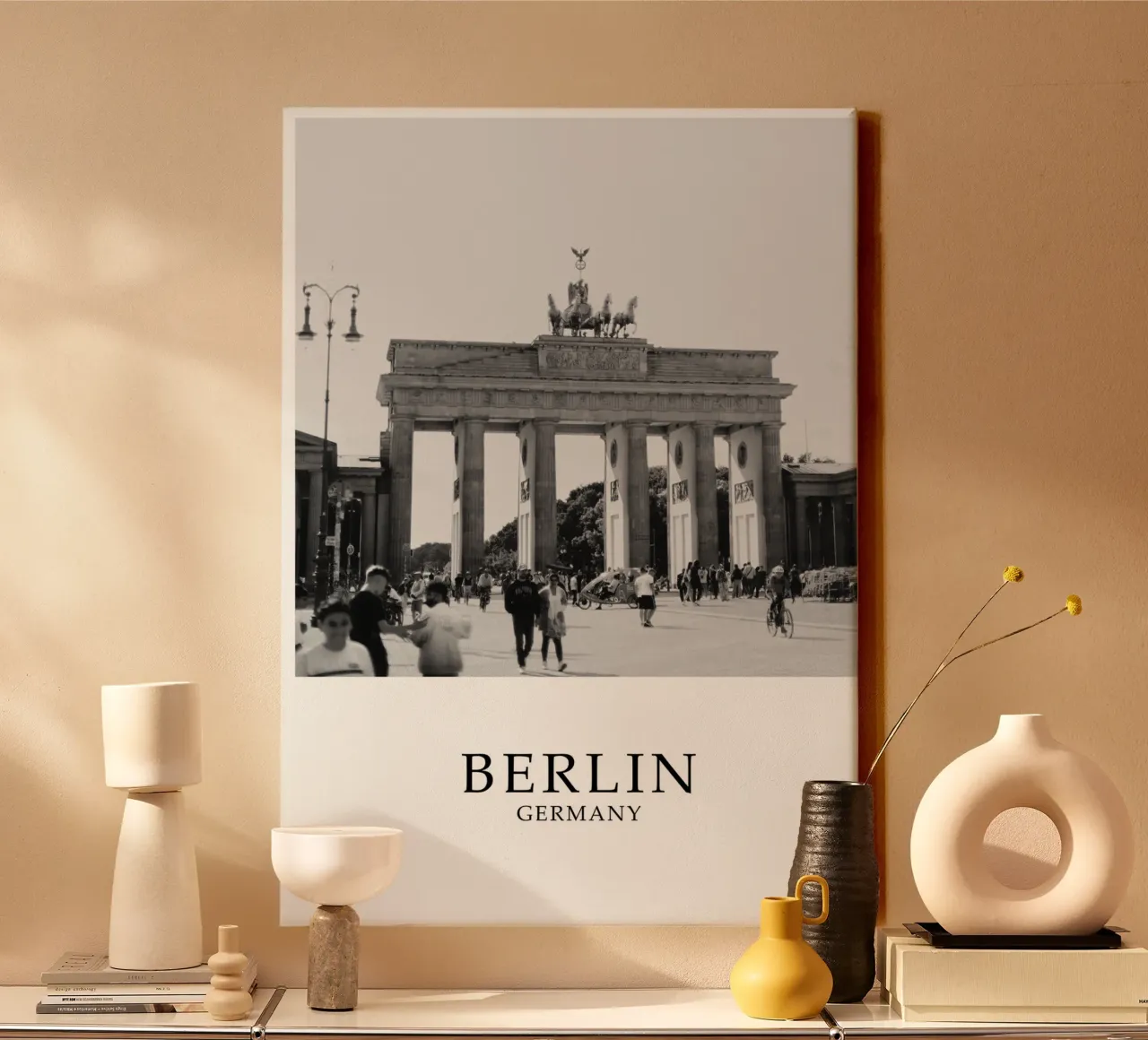 Berlino Germania Porta di Brandeburgo Scena in scala di grigi tela da Charnwood Prints