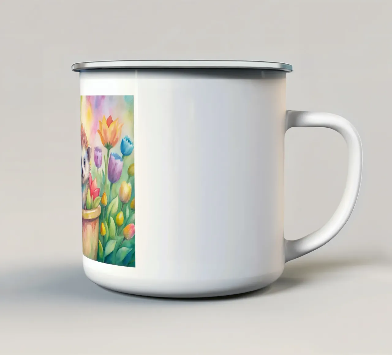 Riccio in acquerello tazza in smalto da 🎁 ARTVI-SHOP