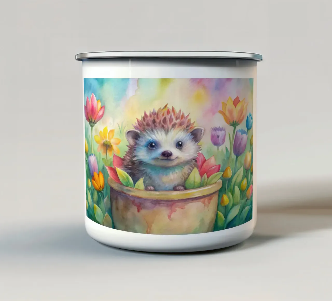 Riccio in acquerello tazza in smalto da 🎁 ARTVI-SHOP