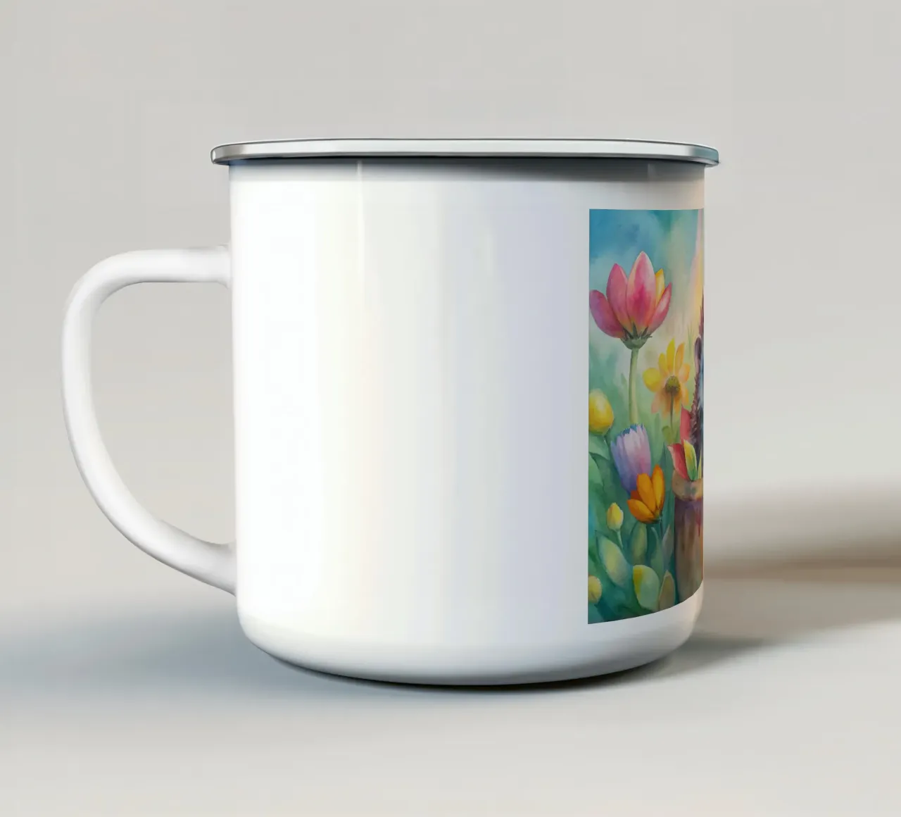 Riccio in acquerello tazza in smalto da 🎁 ARTVI-SHOP