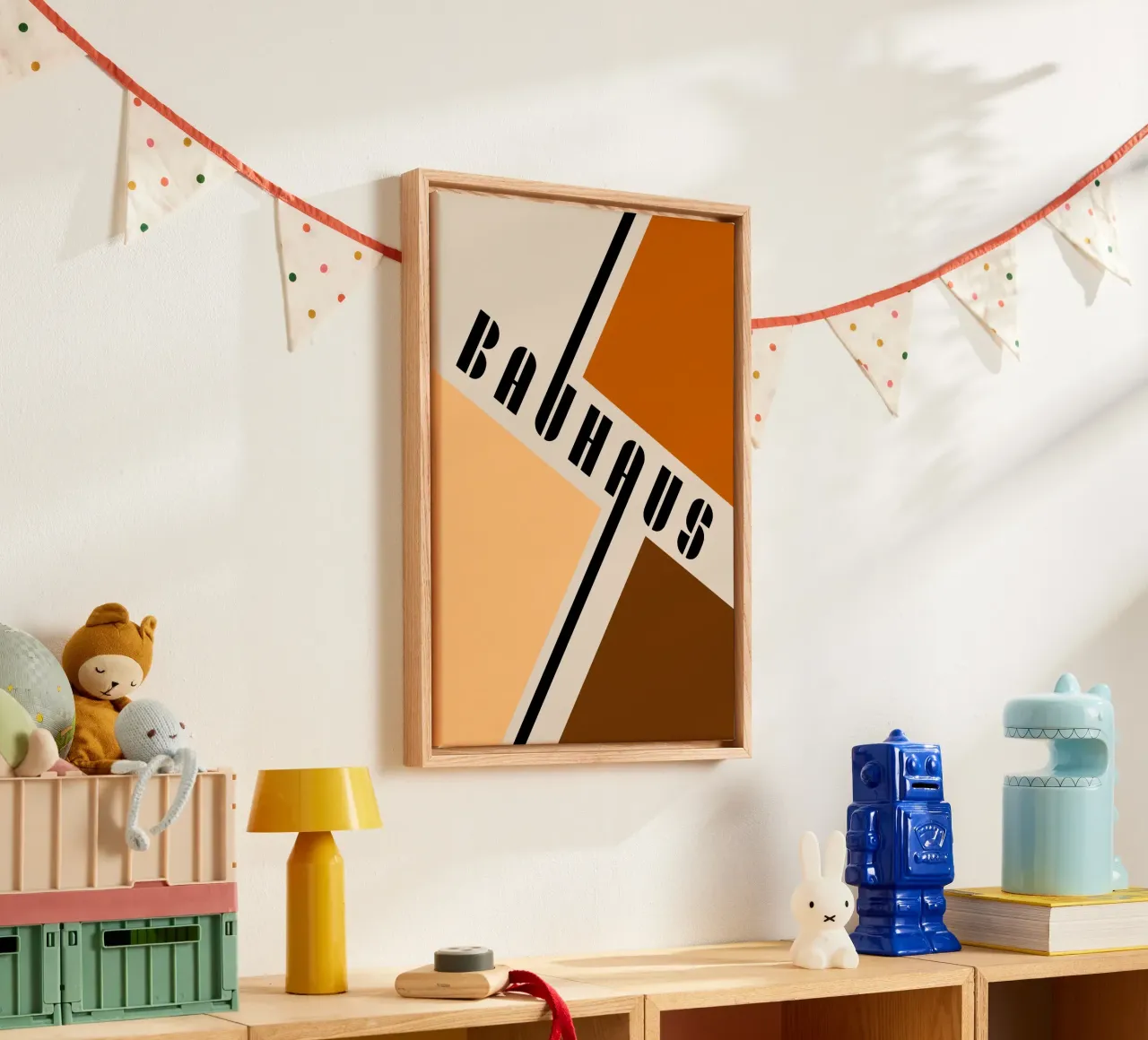 Bauhaus Typography Geometric Modernist Print canvas with Floater frame by NorwesClub
