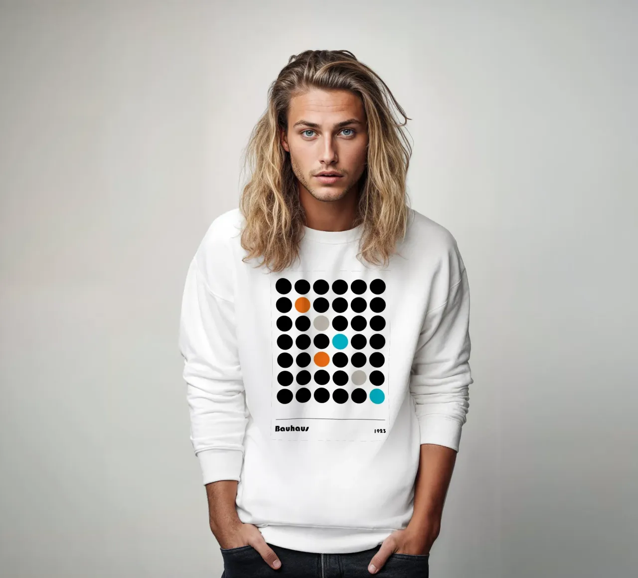 Bauhaus Geometric Grid Circles Abstract Print 1923 sudadera de NorwesClub