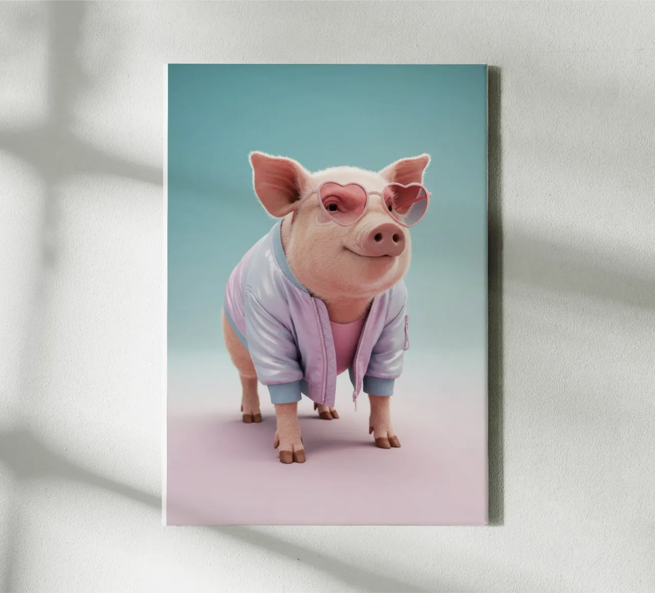 Adorabile maiale tela con Cornice a cassetta da Pawtrait Studio