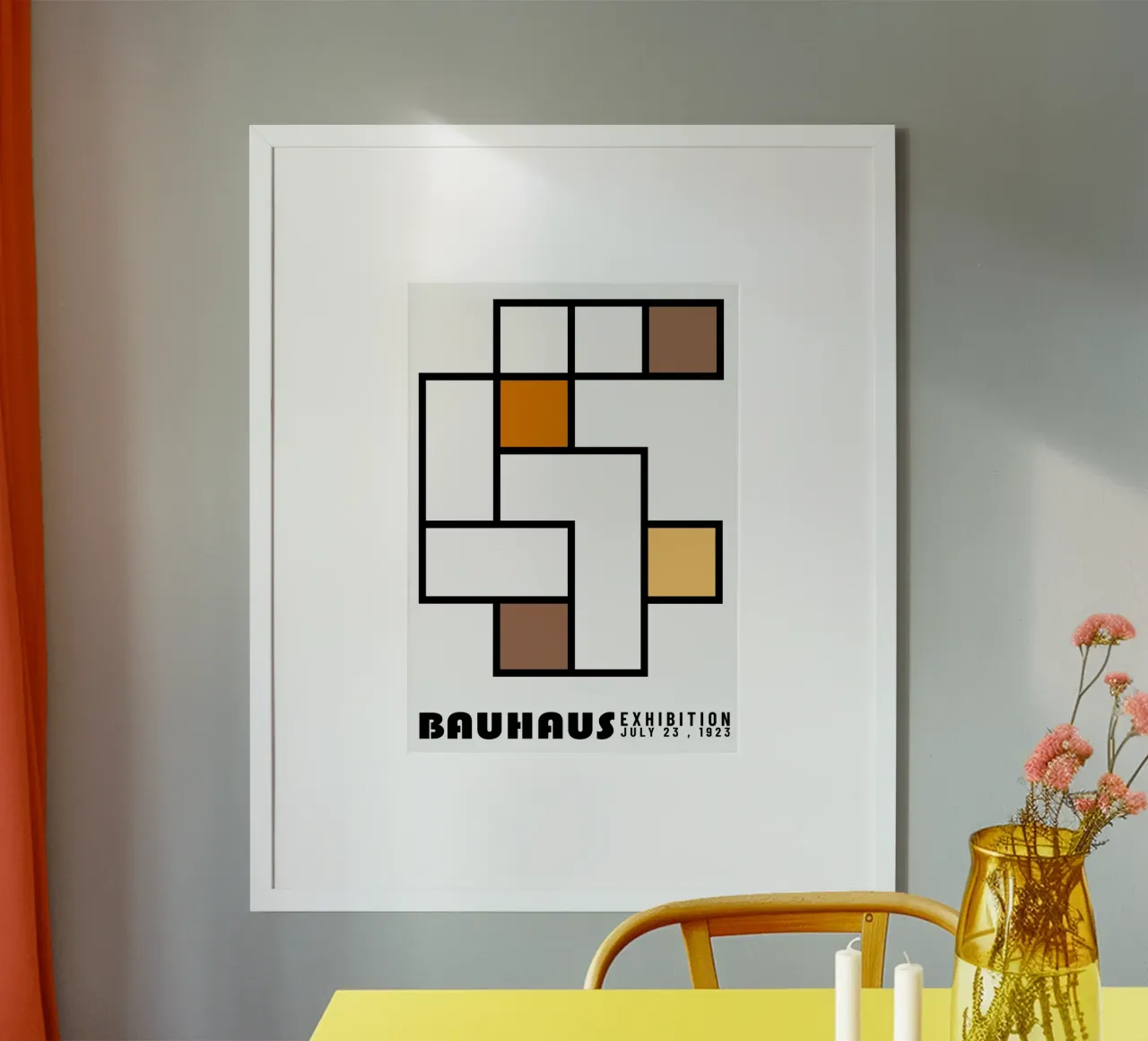 Bauhaus Tentoonstelling Geometrisch Abstract Affiche 1923 poster met houten frame van NorwesClub