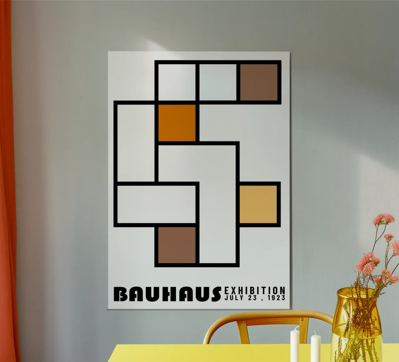 Bauhaus Tentoonstelling Geometrisch Abstract Affiche 1923 poster met houten frame van NorwesClub