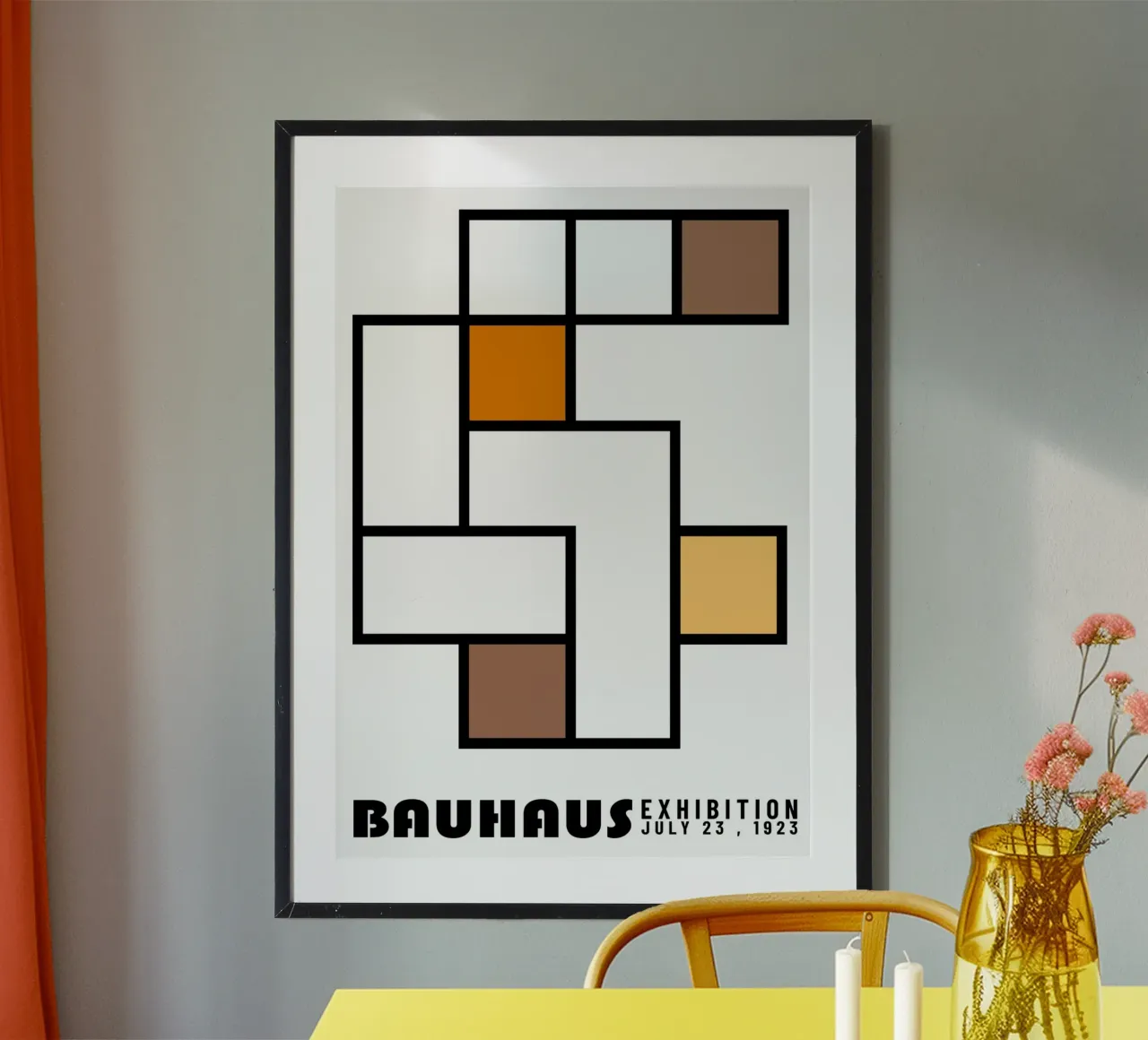 Bauhaus Tentoonstelling Geometrisch Abstract Affiche 1923 poster met houten frame van NorwesClub