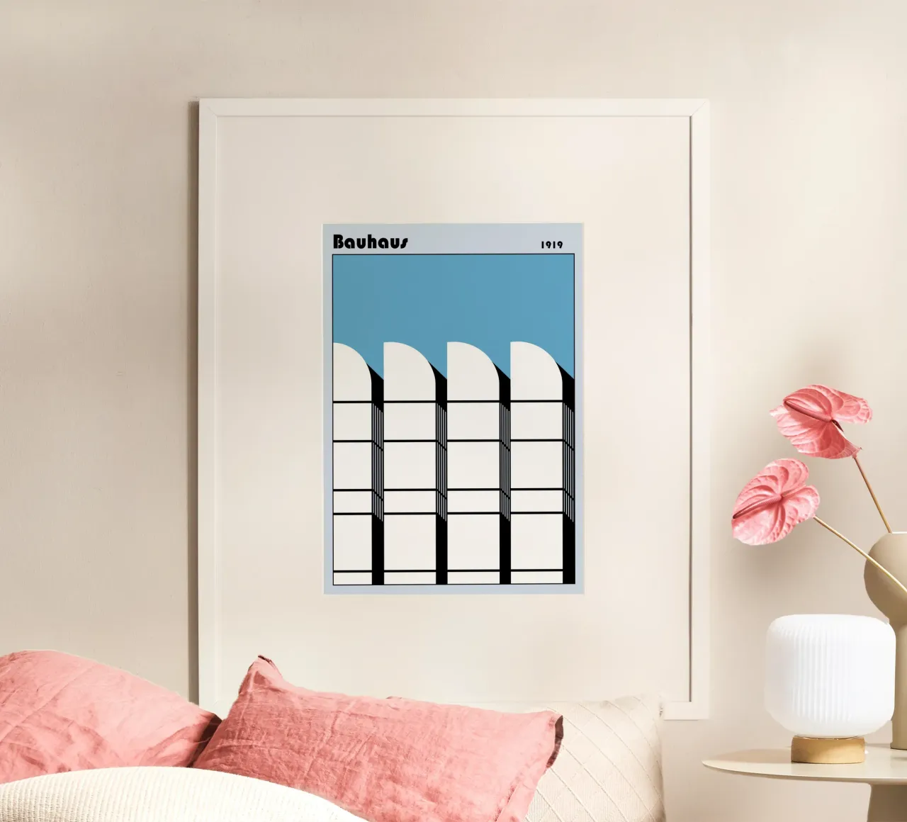 Bauhaus Modello geometrico Stampa astratta 1919 poster con telaio in legno da NorwesClub