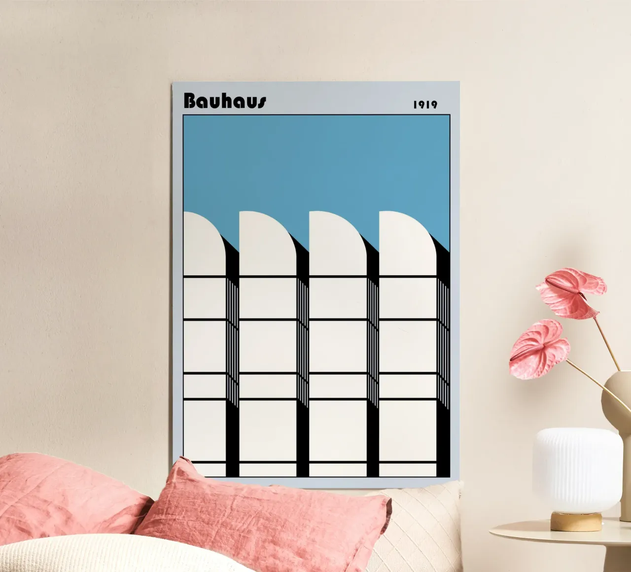 Bauhaus Modello geometrico Stampa astratta 1919 poster con telaio in legno da NorwesClub