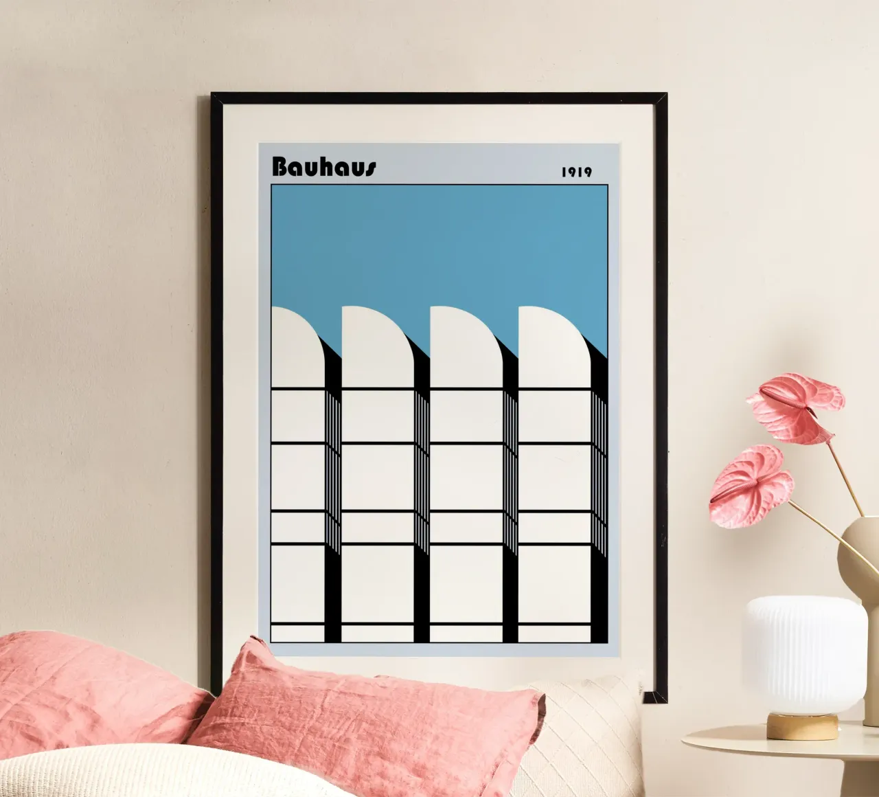 Bauhaus Modello geometrico Stampa astratta 1919 poster con telaio in legno da NorwesClub
