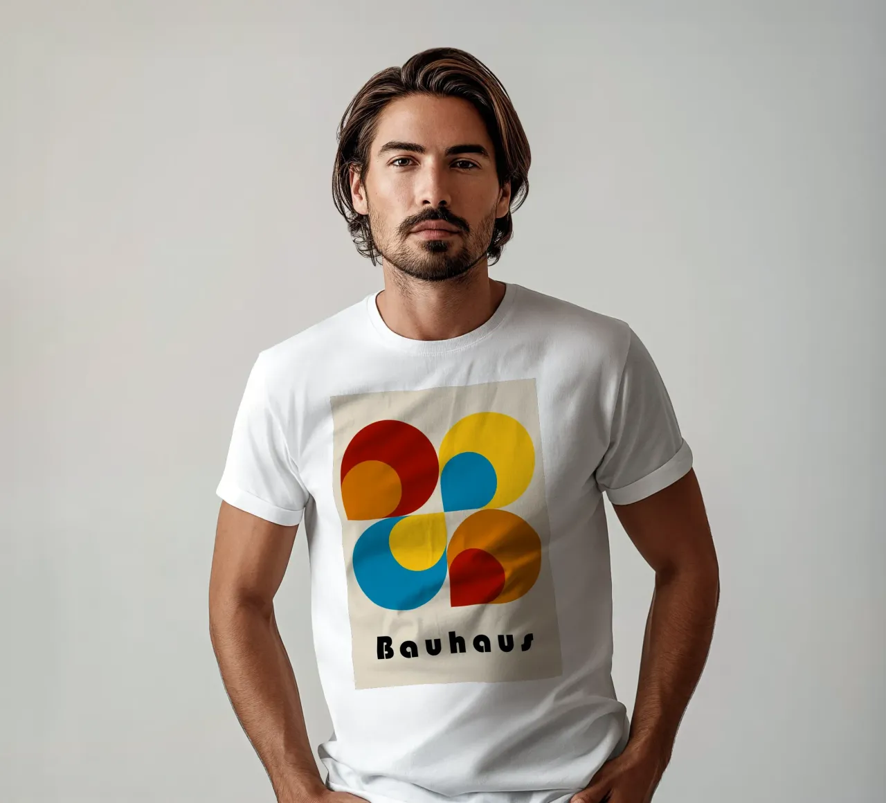 Bauhaus Geometric Abstract Circles Color Print t-shirt by NorwesClub