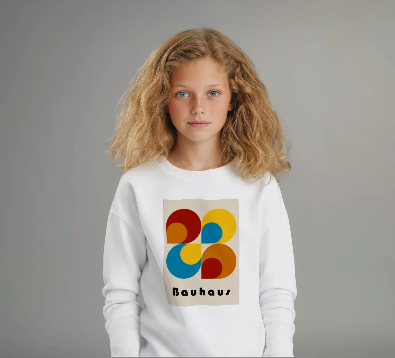 Bauhaus Geometric Abstract Circles Color Print kids sweatshirt by NorwesClub