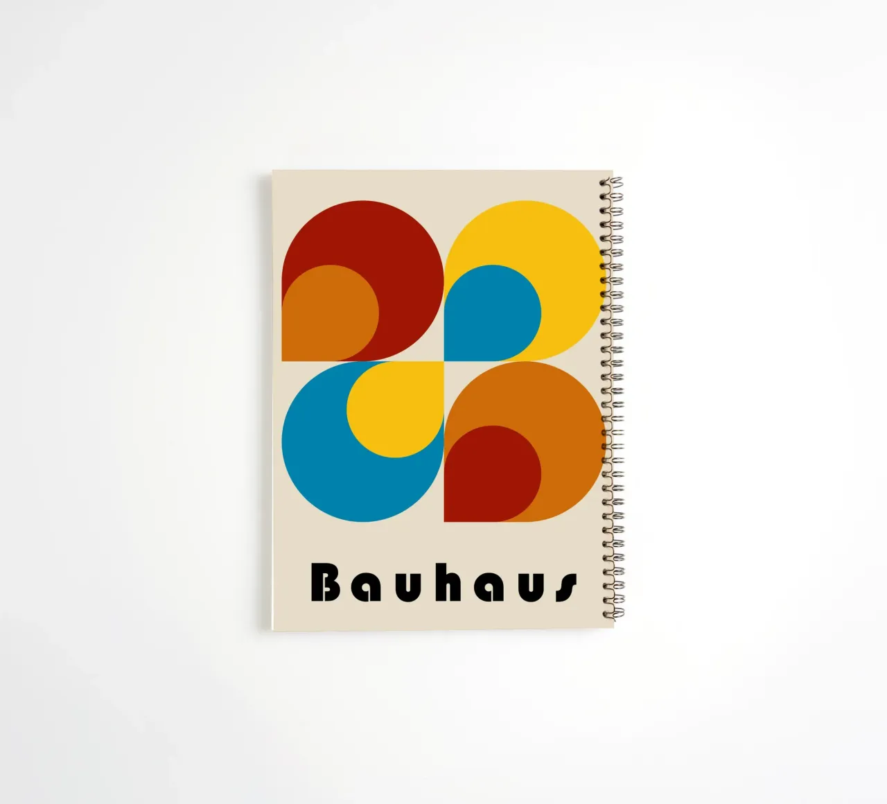 Bauhaus Geometric Abstract Circles Color Print spiral notebook by NorwesClub
