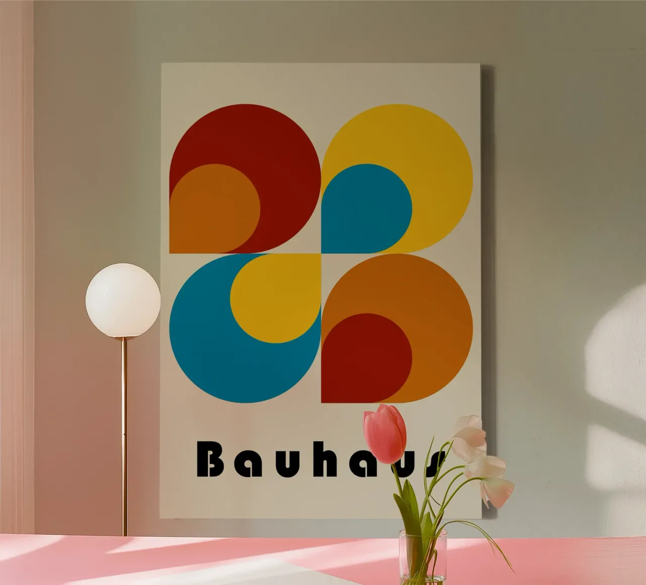 Bauhaus Geometric Abstract Circles Color Print canvas by NorwesClub
