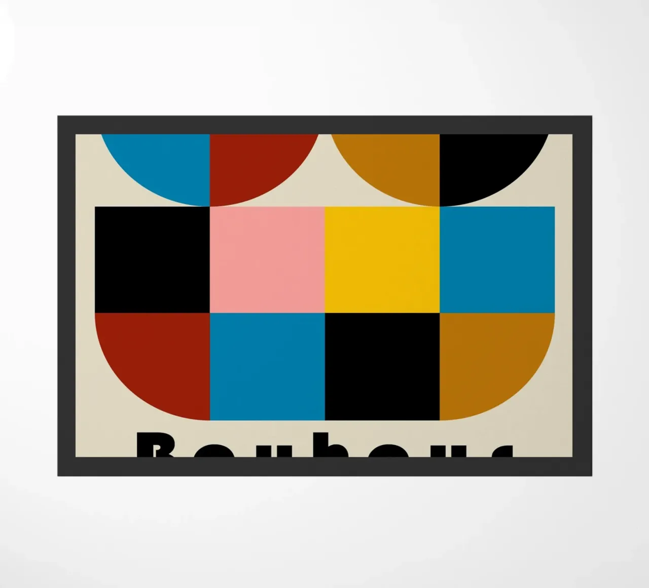 Bauhaus Geometric Abstract Arcs Color Print doormat by NorwesClub