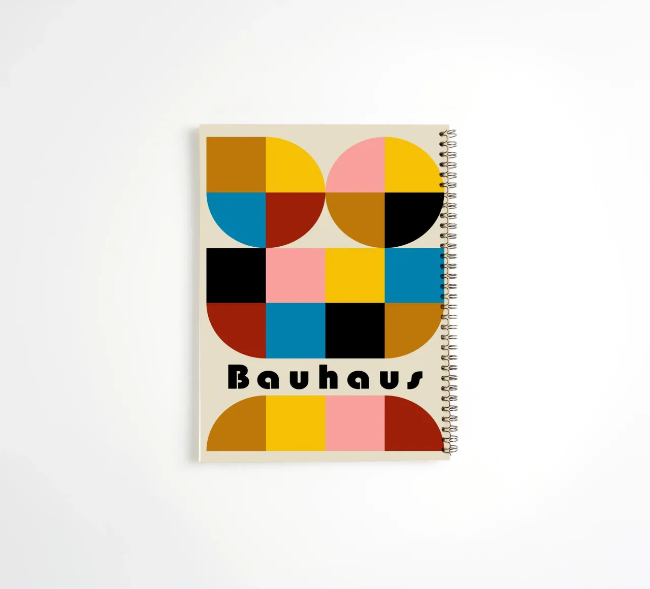 Bauhaus Geometric Abstract Arcs Color Print spiral notebook by NorwesClub