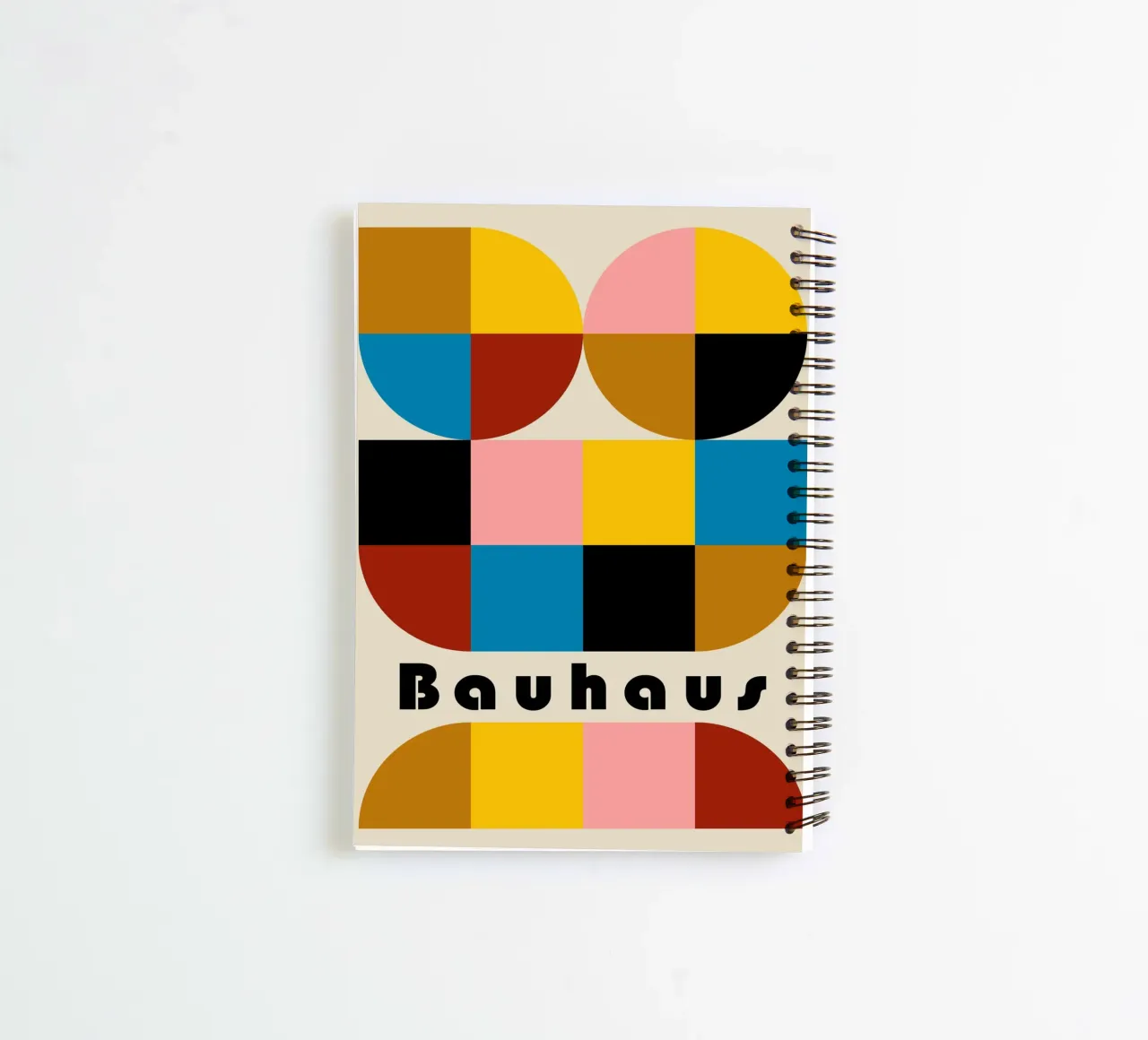 Bauhaus Geometric Abstract Arcs Color Print spiral notebook by NorwesClub