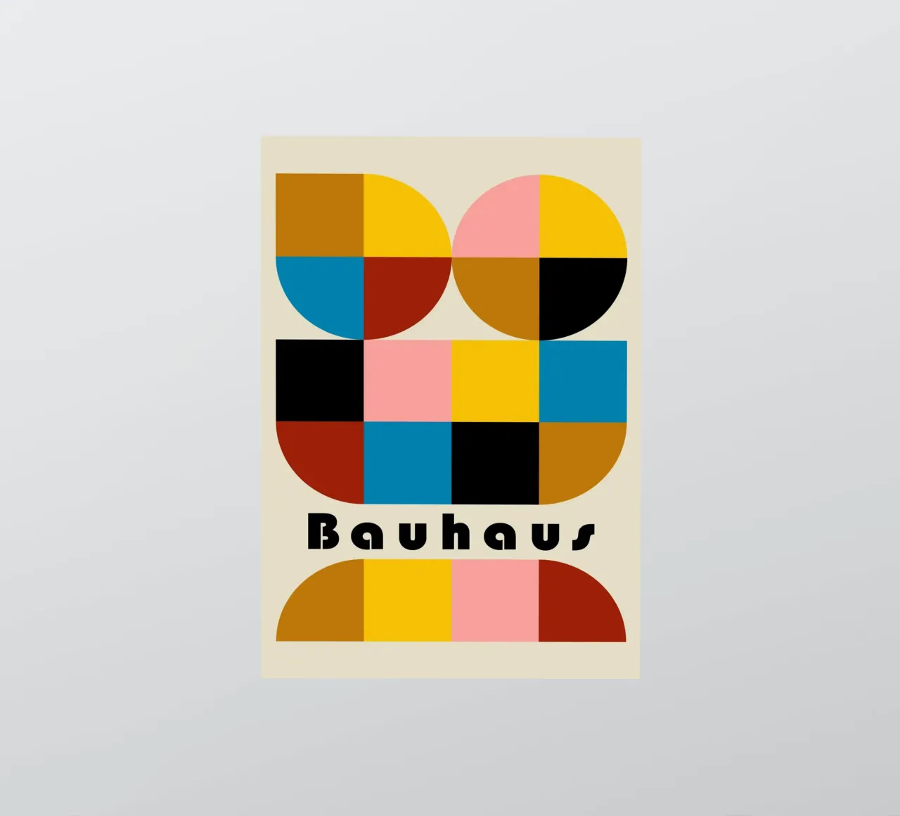 Bauhaus Geometric Abstract Arcs Color Print autocollant de NorwesClub