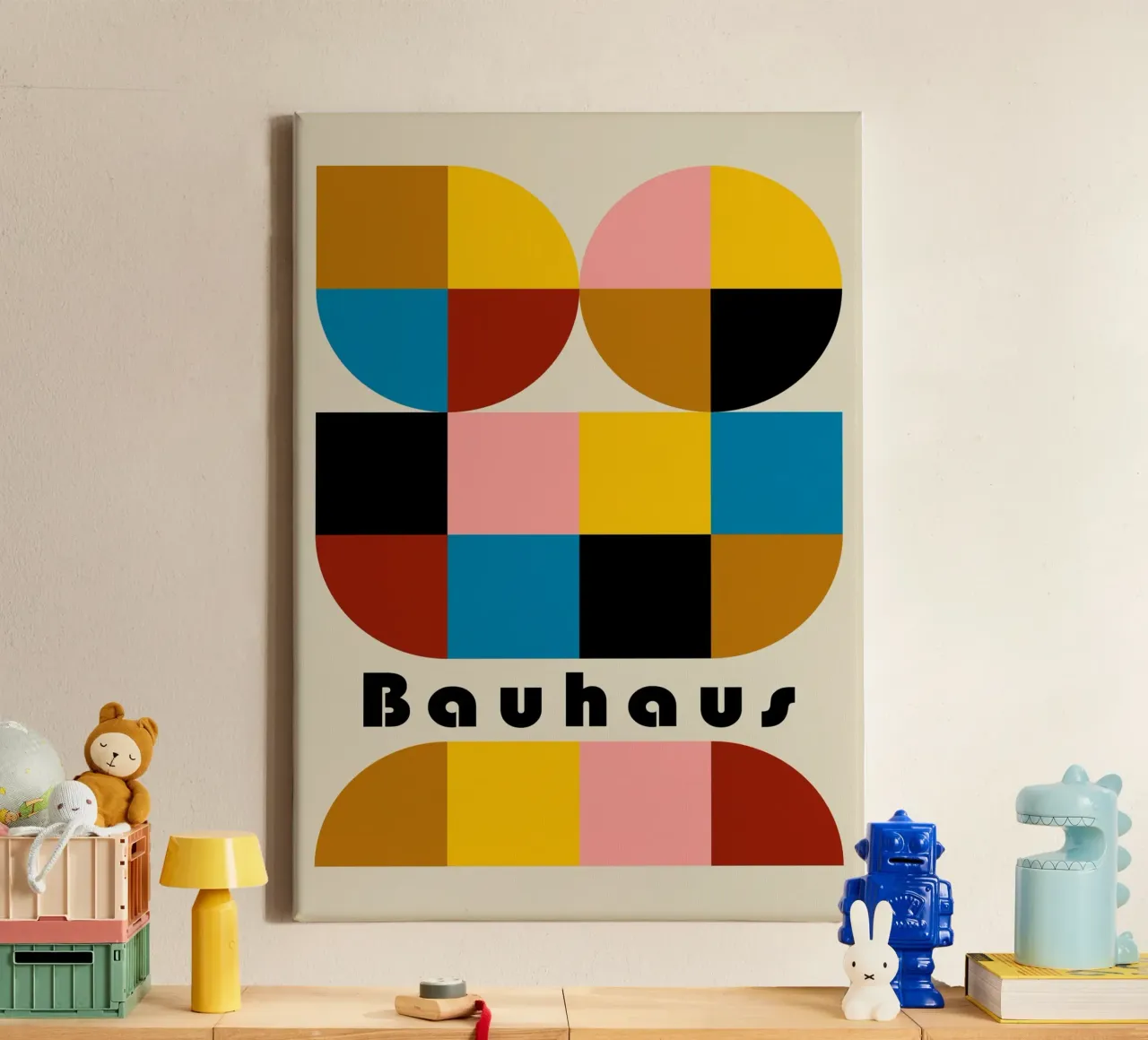 Bauhaus Geometric Abstract Arcs Color Print canvas by NorwesClub