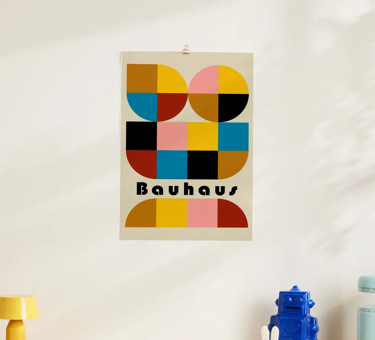 Stampa a colori di archi astratti geometrici Bauhaus poster con telaio in alluminio da NorwesClub