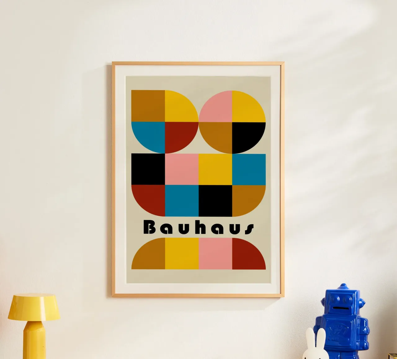 Stampa a colori di archi astratti geometrici Bauhaus poster con telaio in alluminio da NorwesClub