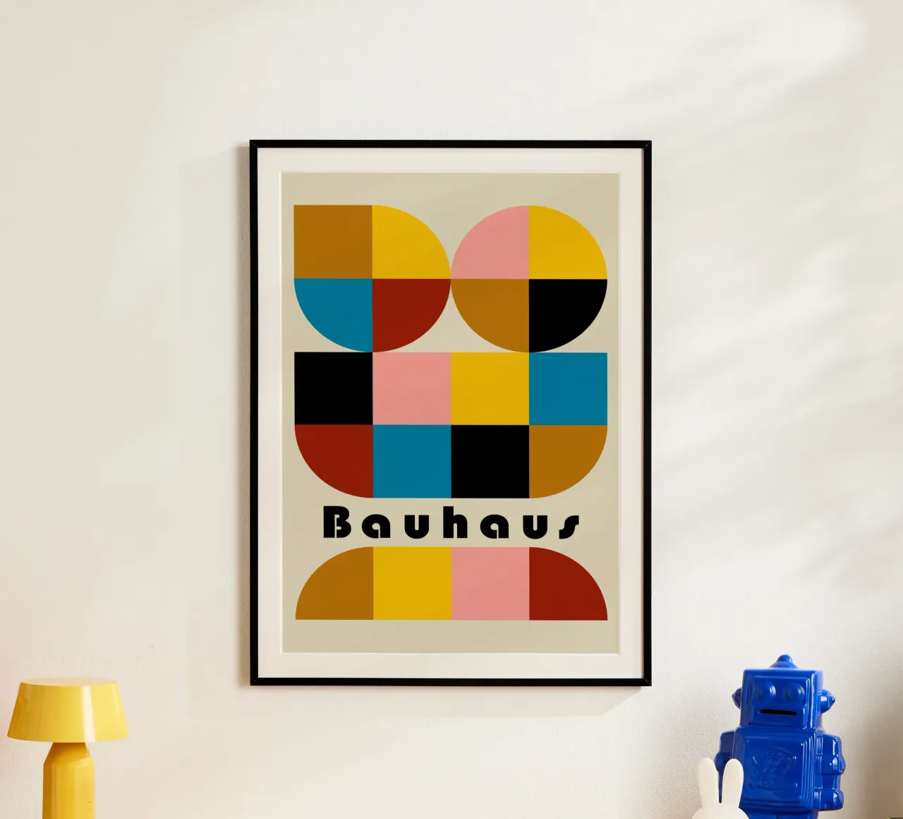 Stampa a colori di archi astratti geometrici Bauhaus poster con telaio in alluminio da NorwesClub