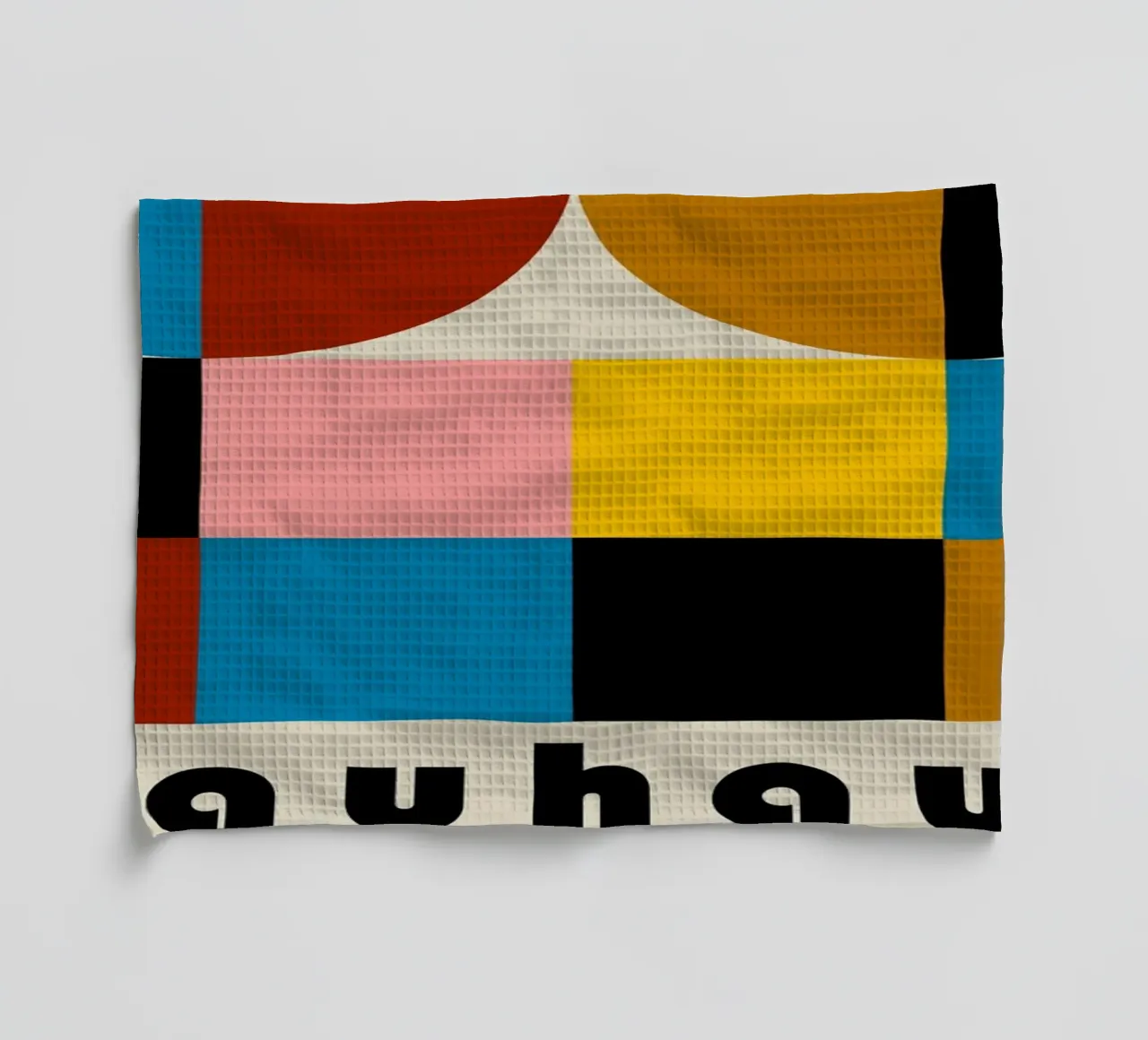 Bauhaus Geometric Abstract Arcs Color Print torchon de NorwesClub