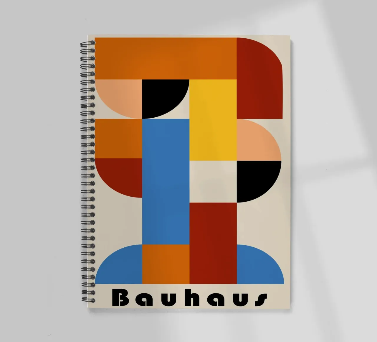 Bauhaus Geometric Abstract Arcs Color Print spiral notebook by NorwesClub