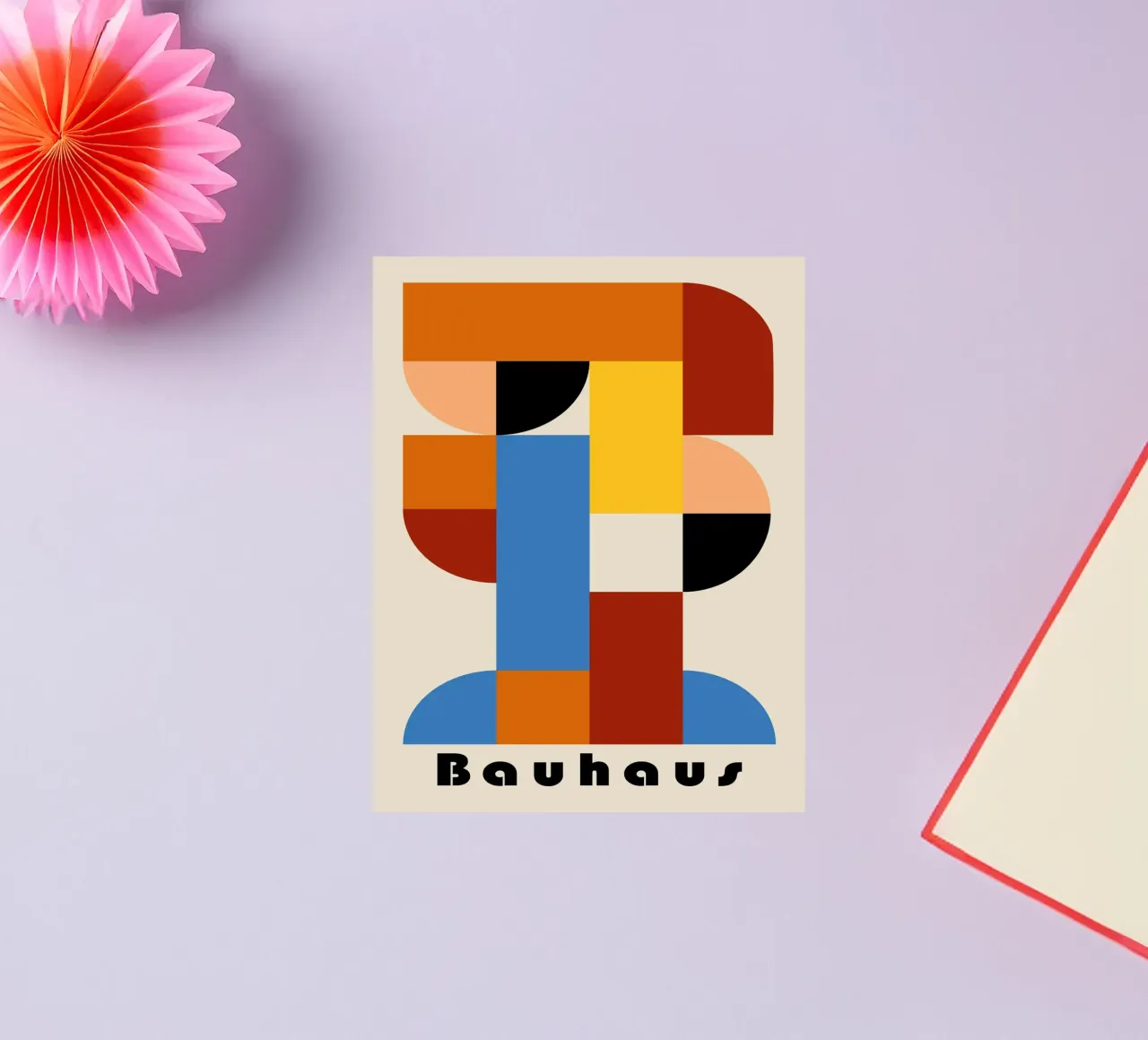 Stampa a colori di archi astratti geometrici Bauhaus adesivo da NorwesClub