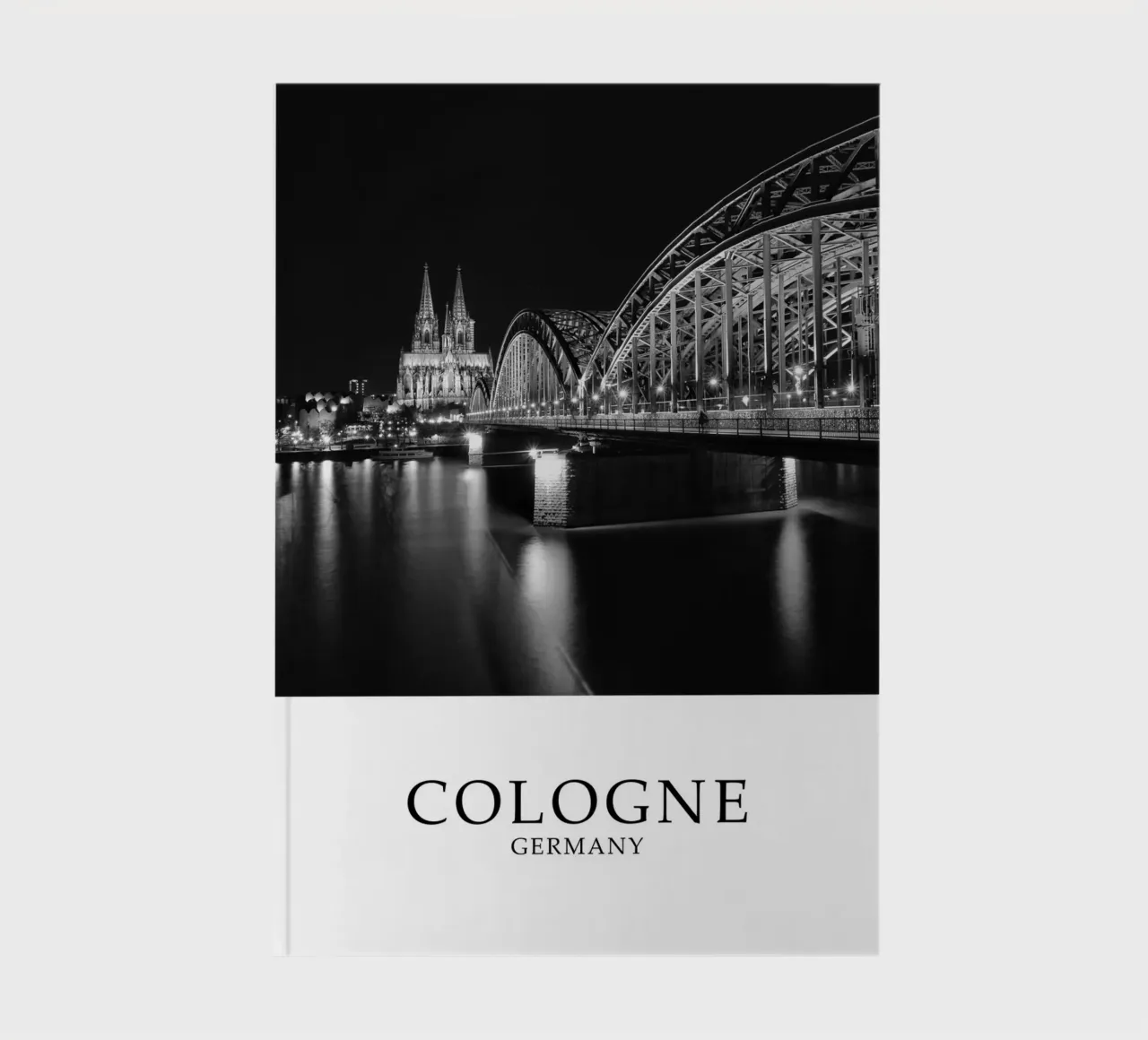 Colonia Germania Scena di cattedrale e ponte in scala di grigi diario da Charnwood Prints