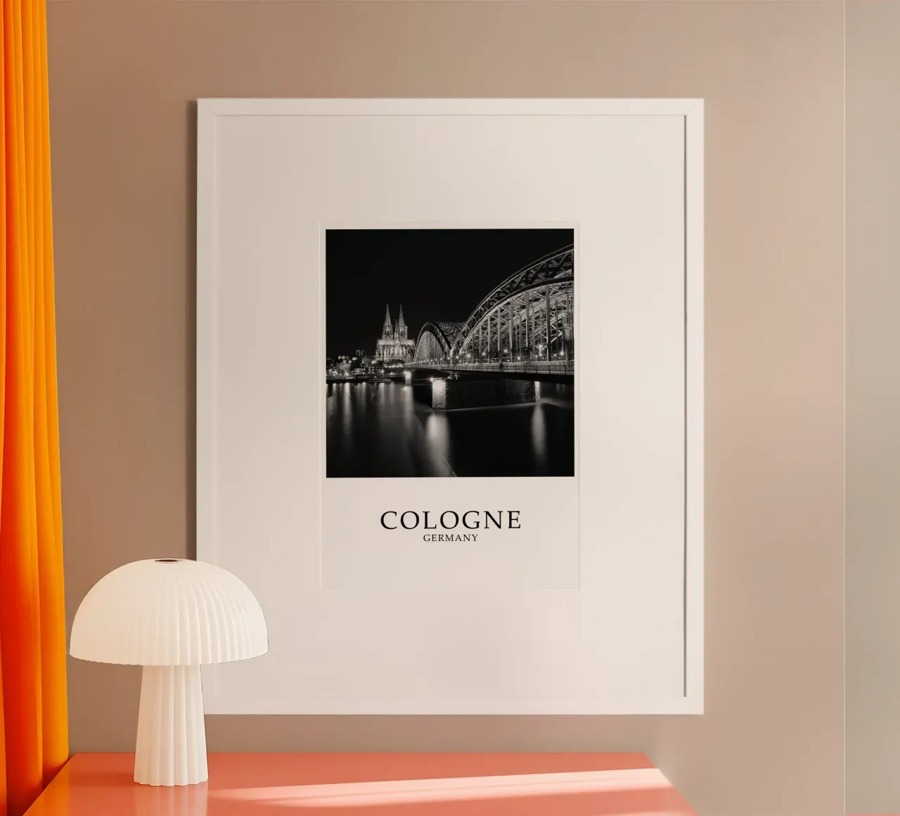 Colonia Germania Scena di cattedrale e ponte in scala di grigi carta hahnemühle da Charnwood Prints