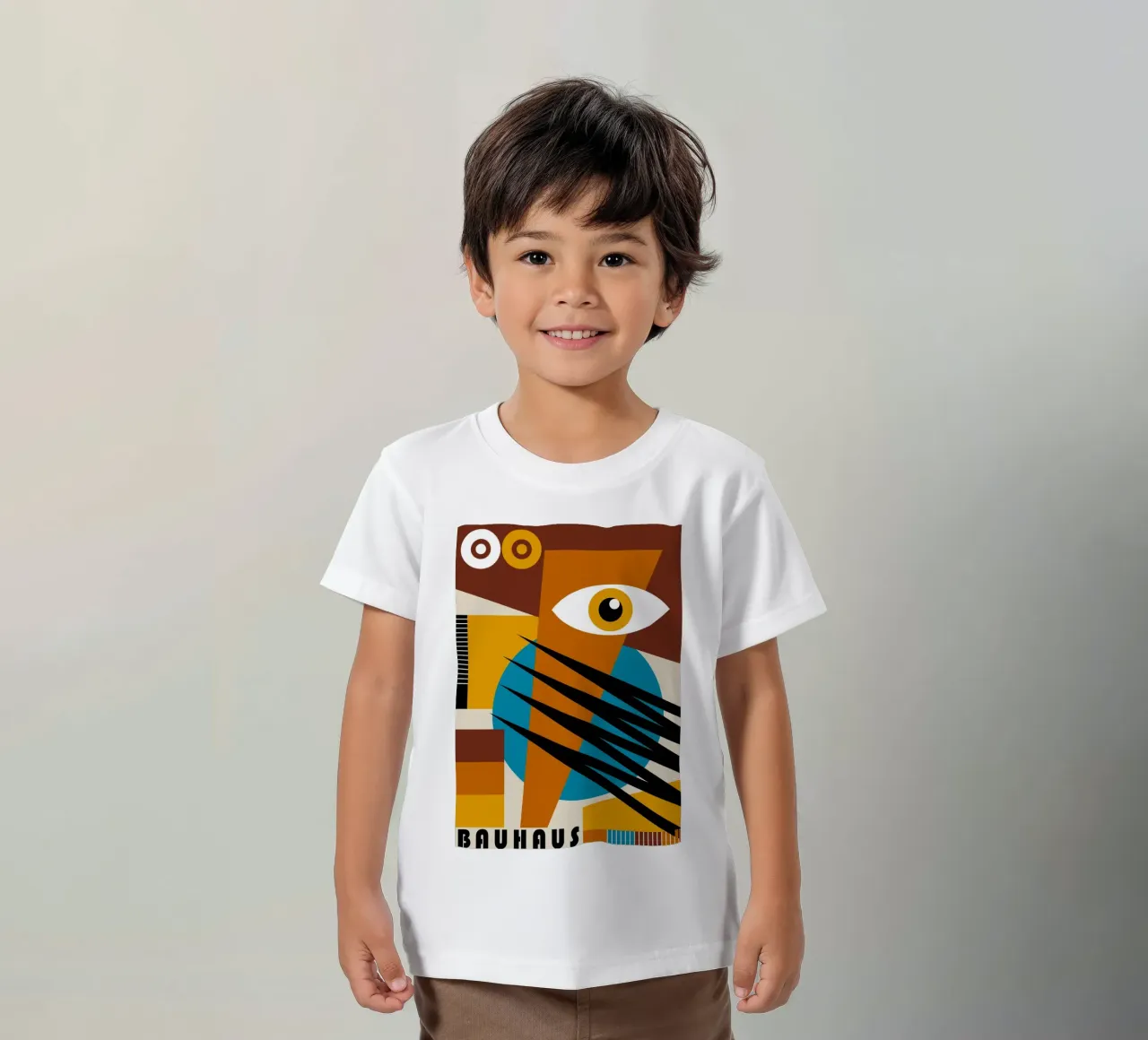 Bauhaus Geometric Abstract Eye Color Print kids t-shirt by NorwesClub